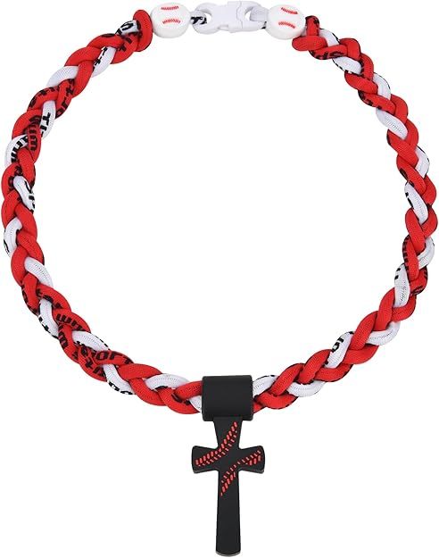 ✝️Triple-Rope Tornado Baseball Necklace – Cross Charm Pendant with "I CAN DO ALL THINGS PHL4:13"⚾