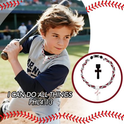 ✝️Triple-Rope Tornado Baseball Necklace – Cross Charm Pendant with "I CAN DO ALL THINGS PHL4:13"⚾