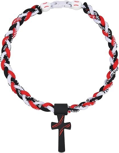 ✝️Triple-Rope Tornado Baseball Necklace – Cross Charm Pendant with "I CAN DO ALL THINGS PHL4:13"⚾