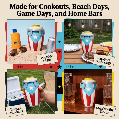 🪘 Conga-Style Can Holder – Celebrate Caribbean Pride, One Sip at a Time