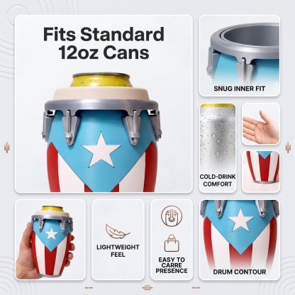 🪘 Conga-Style Can Holder – Celebrate Caribbean Pride, One Sip at a Time