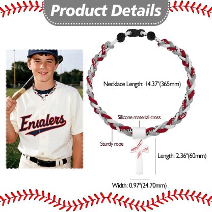 ✝️Triple-Rope Tornado Baseball Necklace – Cross Charm Pendant with "I CAN DO ALL THINGS PHL4:13"⚾