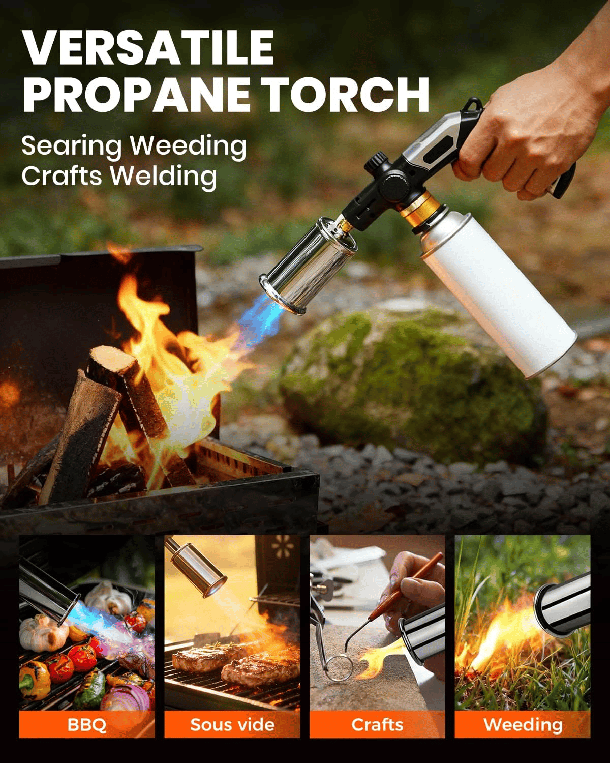 💥 Powerful Propane Torch – 2732°F High Temp, Instant Ignition for Grilling!