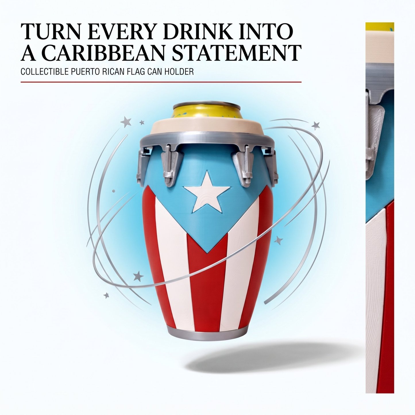 🪘 Conga-Style Can Holder – Celebrate Caribbean Pride, One Sip at a Time