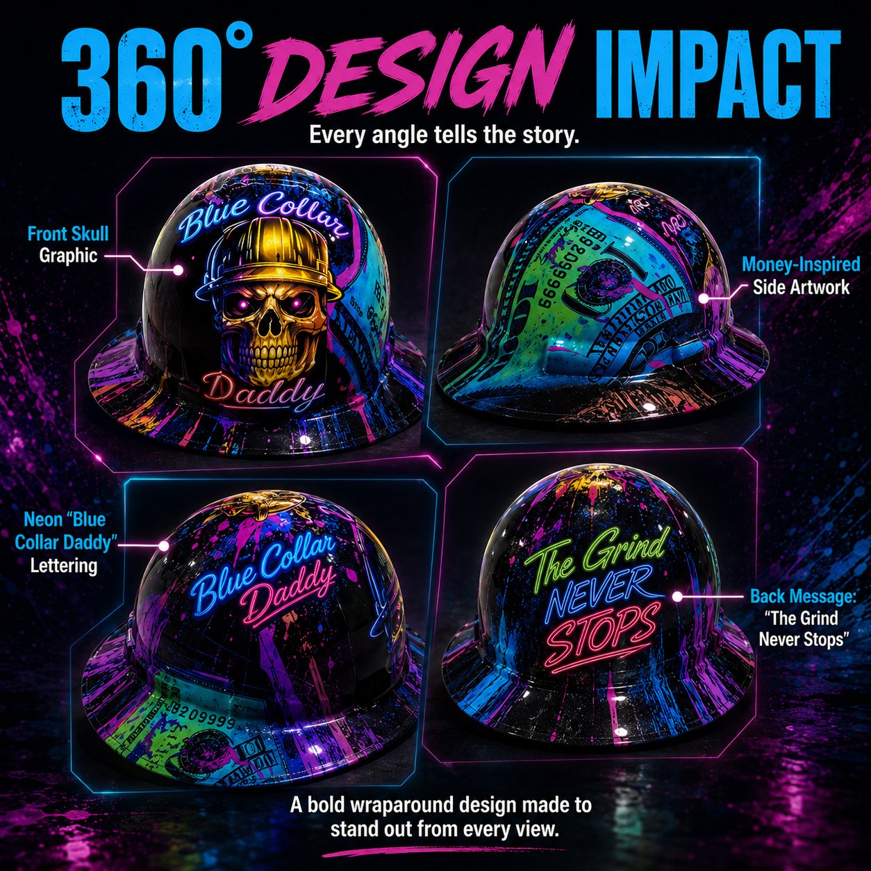 👷‍♂️🔥 Blue Collar Daddy Hydro-Dipped Hard Hat