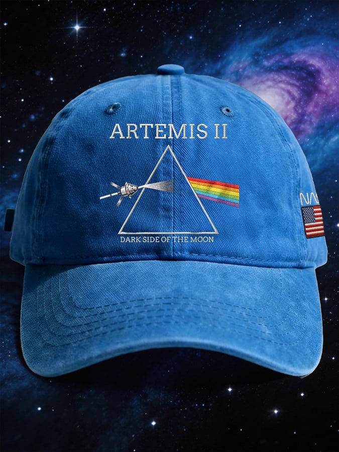 Retro Artemis II Dark Side Of The Moon Print Baseball Cap
