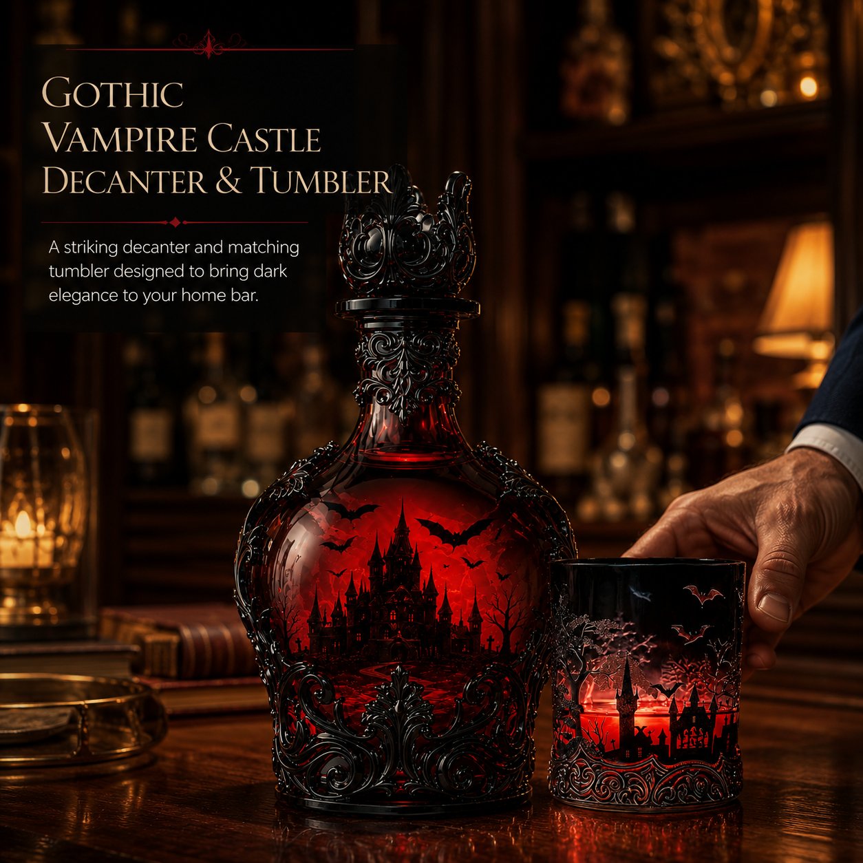 🔥Last Day 49% OFF - 🦇🍺Gothic Vampire Castle Whisky Decanter & Tumbler(📦Buy 2 Free Shipping) - 🎁🍺Bottle + Glass Set(Save $10 & Free Shipping)