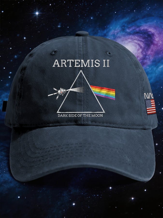 Retro Artemis II Dark Side Of The Moon Print Baseball Cap