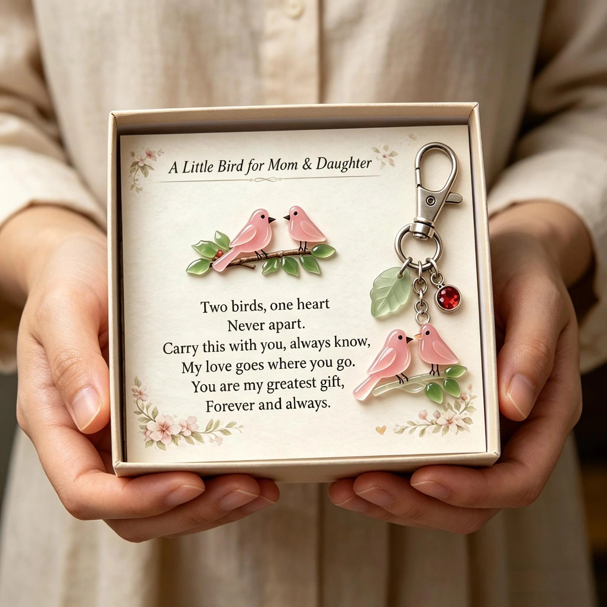 A Little Bird for Mom & Daughter Keychain