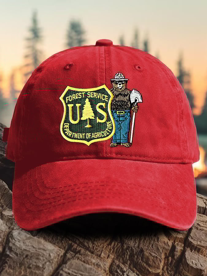 Retro Save The Forest Service Print Baseball Cap