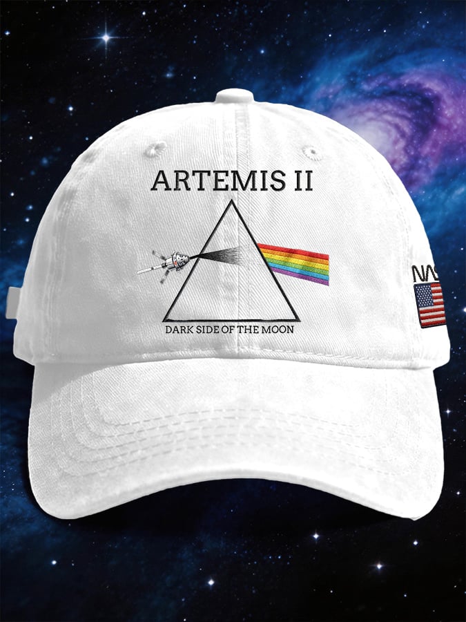 Retro Artemis II Dark Side Of The Moon Print Baseball Cap