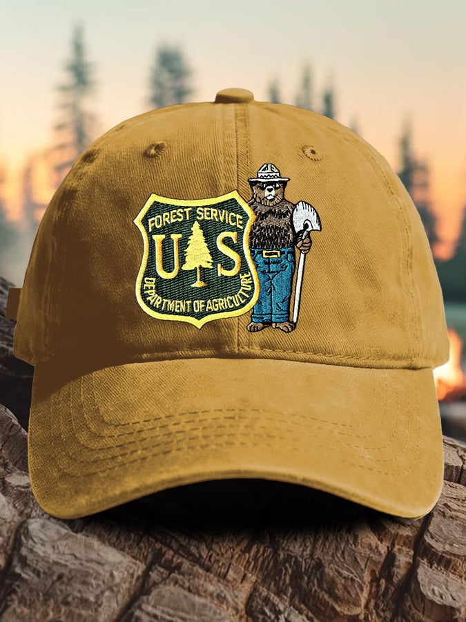 Retro Save The Forest Service Print Baseball Cap