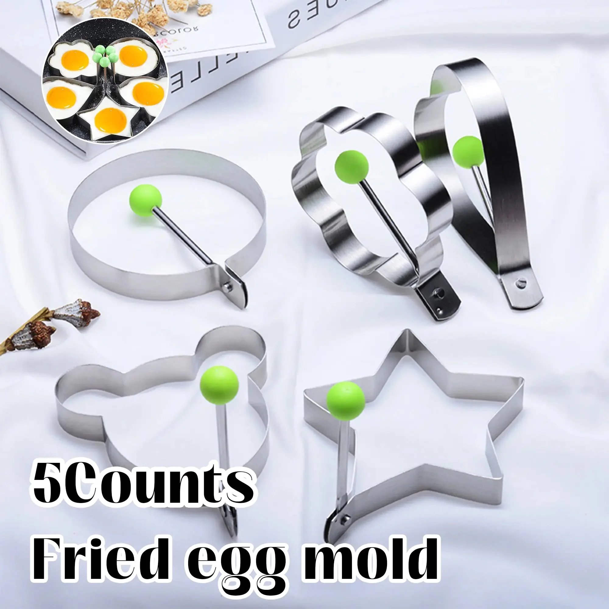 5 Counts Set Fried Egg Rings Molds, Multifunctional Breakfast Tool
