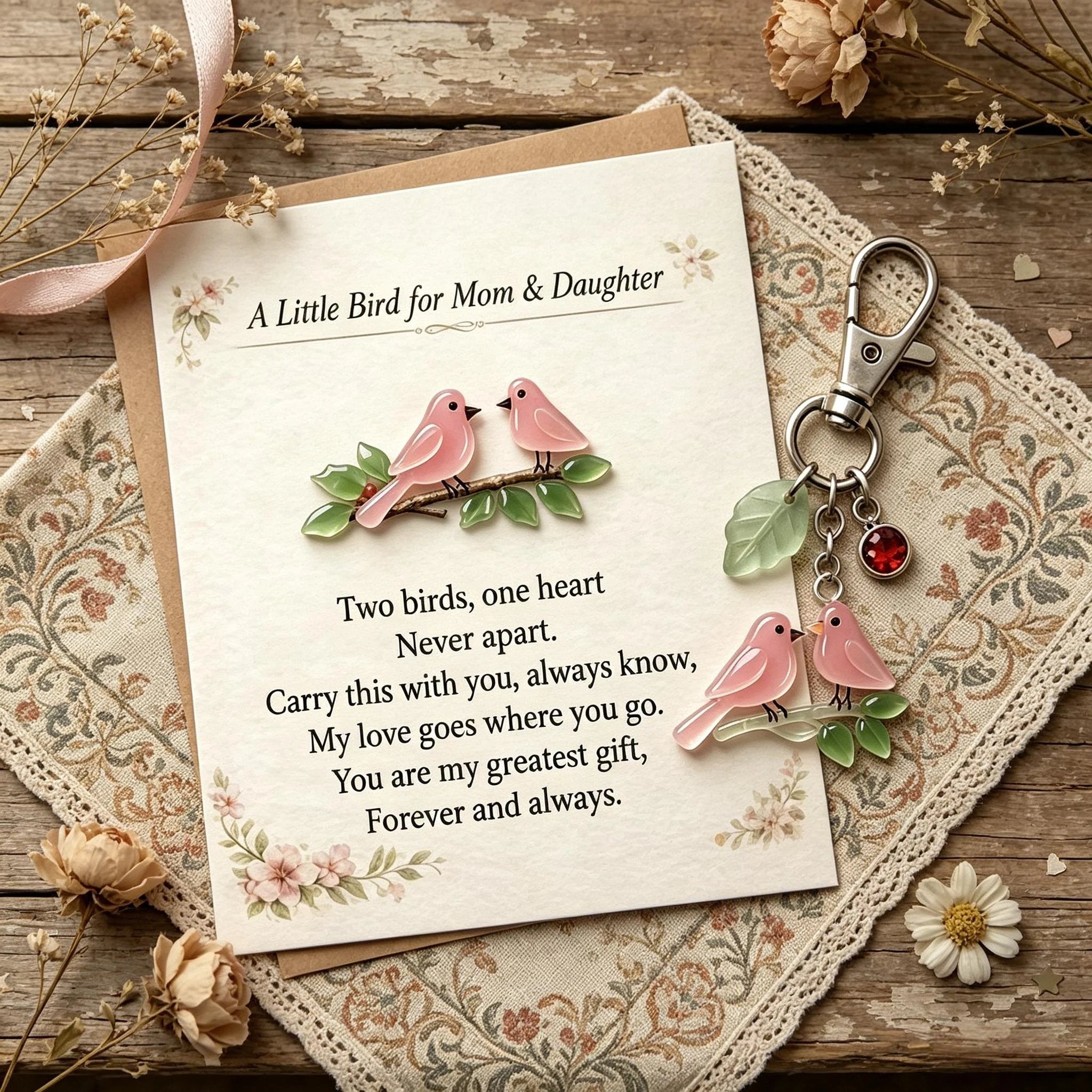 A Little Bird for Mom & Daughter Keychain