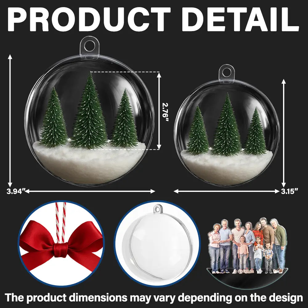 Family,Custom Photo,Happy,Christmas - Custom Photo Family Is The Greatest Gift - Personalized 3D Acrylic Ball Ornament