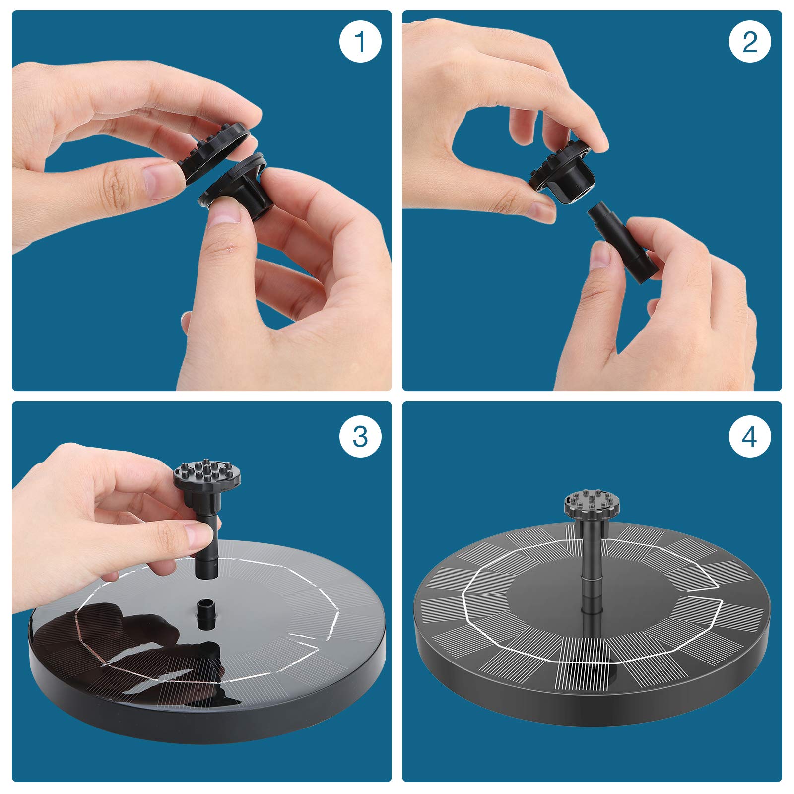 2.5W Solar Fountain Pump with 6 Nozzles - Buy 1 Set
