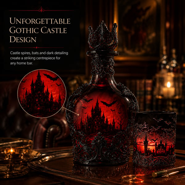 🔥Last Day 49% OFF - 🦇🍺Gothic Vampire Castle Whisky Decanter & Tumbler(📦Buy 2 Free Shipping) - 🎁🍺Bottle + Glass Set(Save $10 & Free Shipping)