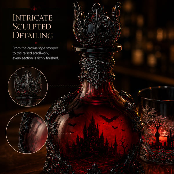 🔥Last Day 49% OFF - 🦇🍺Gothic Vampire Castle Whisky Decanter & Tumbler(📦Buy 2 Free Shipping) - 🎁🍺Bottle + Glass Set(Save $10 & Free Shipping)