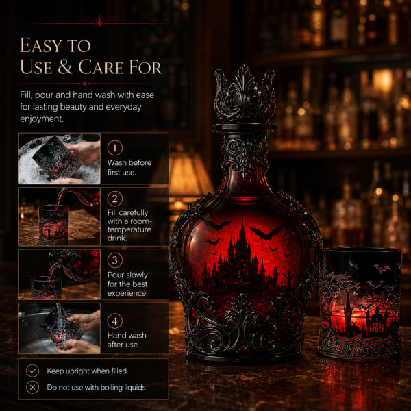 🔥Last Day 49% OFF - 🦇🍺Gothic Vampire Castle Whisky Decanter & Tumbler(📦Buy 2 Free Shipping) - 🎁🍺Bottle + Glass Set(Save $10 & Free Shipping)