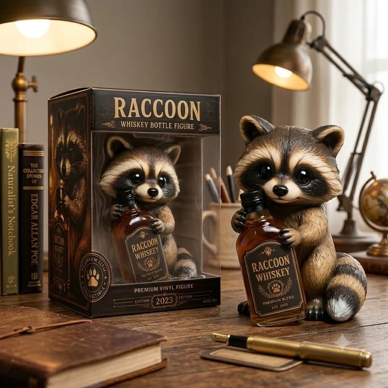The Viking Striker: Sky Blue "Golden Boot" Raccoon Whiskey Premium Vinyl Figure🐻🍾
