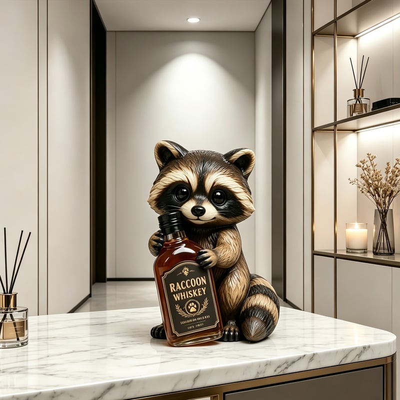 The Viking Striker: Sky Blue "Golden Boot" Raccoon Whiskey Premium Vinyl Figure🐻🍾