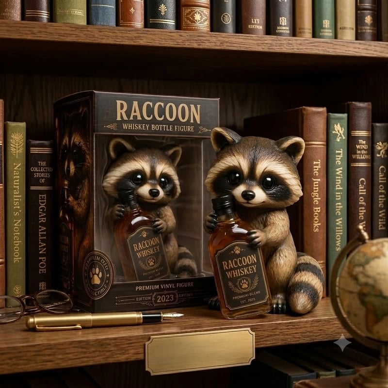 The Viking Striker: Sky Blue "Golden Boot" Raccoon Whiskey Premium Vinyl Figure🐻🍾
