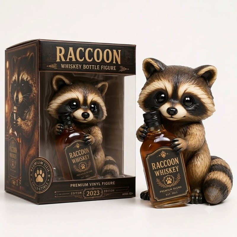 The Viking Striker: Sky Blue "Golden Boot" Raccoon Whiskey Premium Vinyl Figure🐻🍾