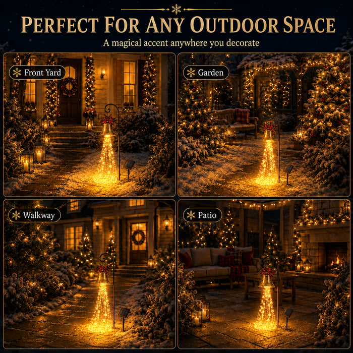 🔥Buy 2 Get 20% OFF🔥🎄 Christmas Bell Cascade Solar Yard Light✨