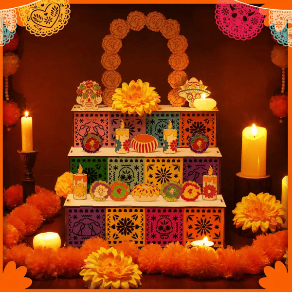 🔥Last Day 49% OFF - 🎃🏵️Day of the Dead Wooden Altar Display Set | 💕Death is not the end of life, forgetting is(📦Buy 2 Free Shipping)