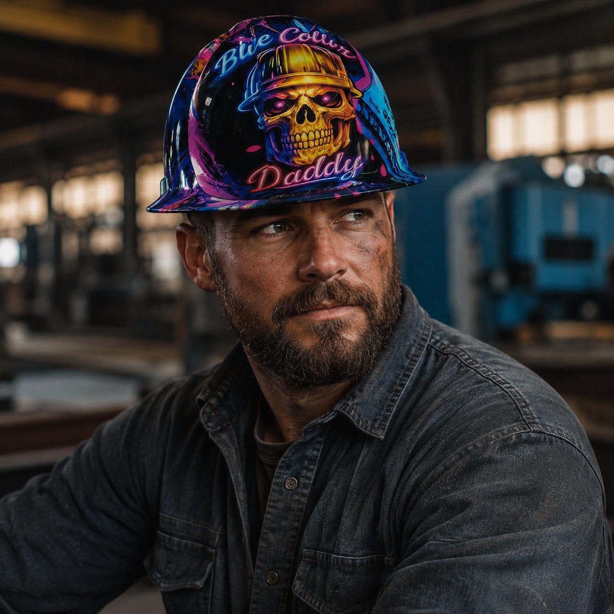 👷‍♂️🔥 Blue Collar Daddy Hydro-Dipped Hard Hat