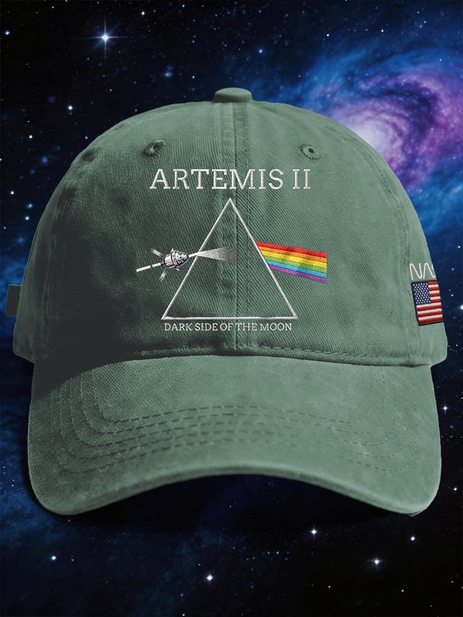 Retro Artemis II Dark Side Of The Moon Print Baseball Cap