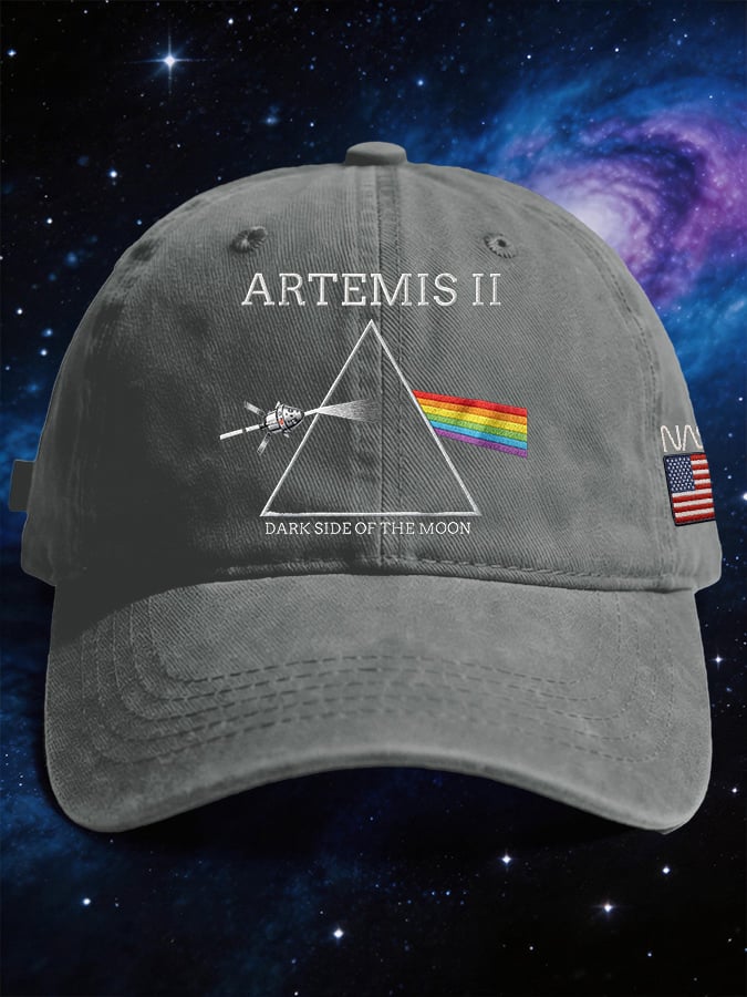 Retro Artemis II Dark Side Of The Moon Print Baseball Cap