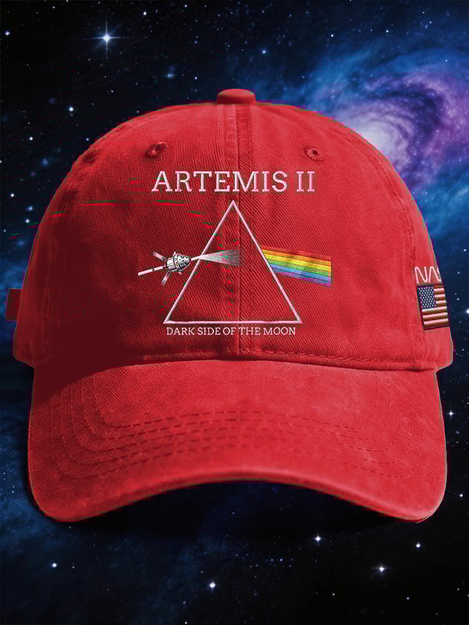 Retro Artemis II Dark Side Of The Moon Print Baseball Cap