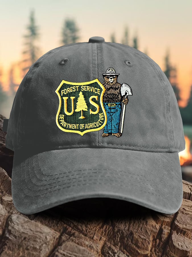 Retro Save The Forest Service Print Baseball Cap