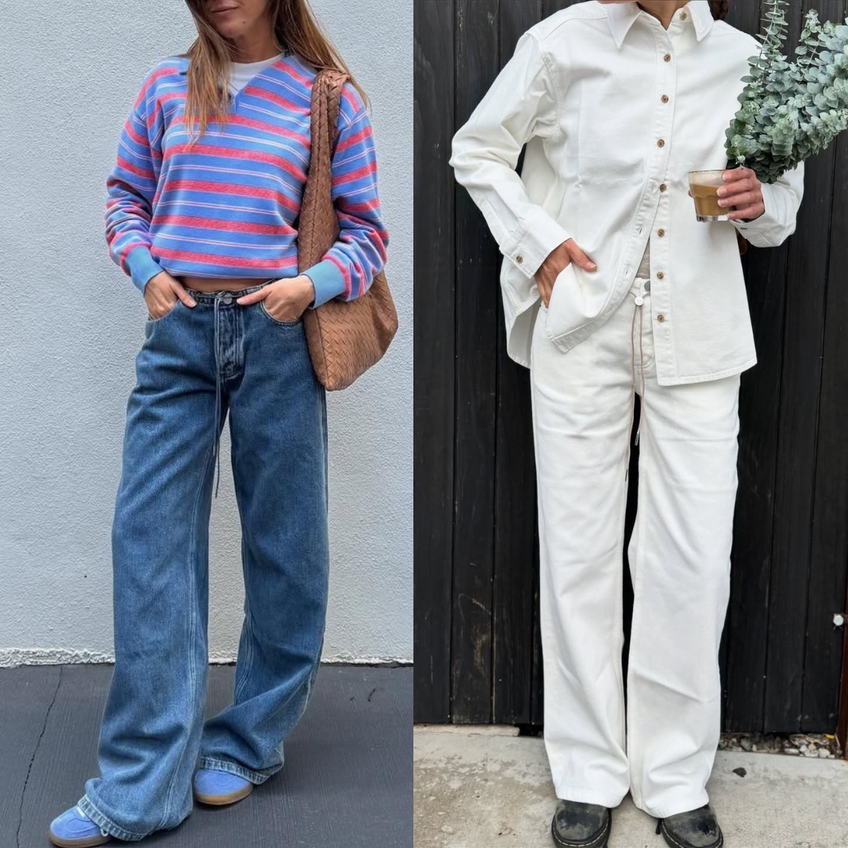 Low Rise Adjustable Wide Leg Jeans 