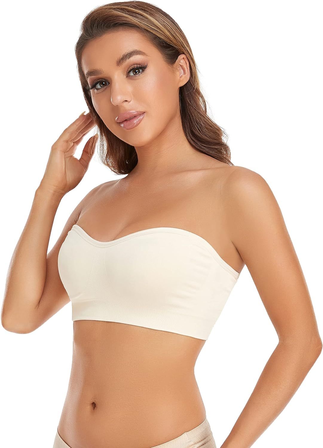 Non-Slip Silicone Padded Bea Wireless Tube Top Bra