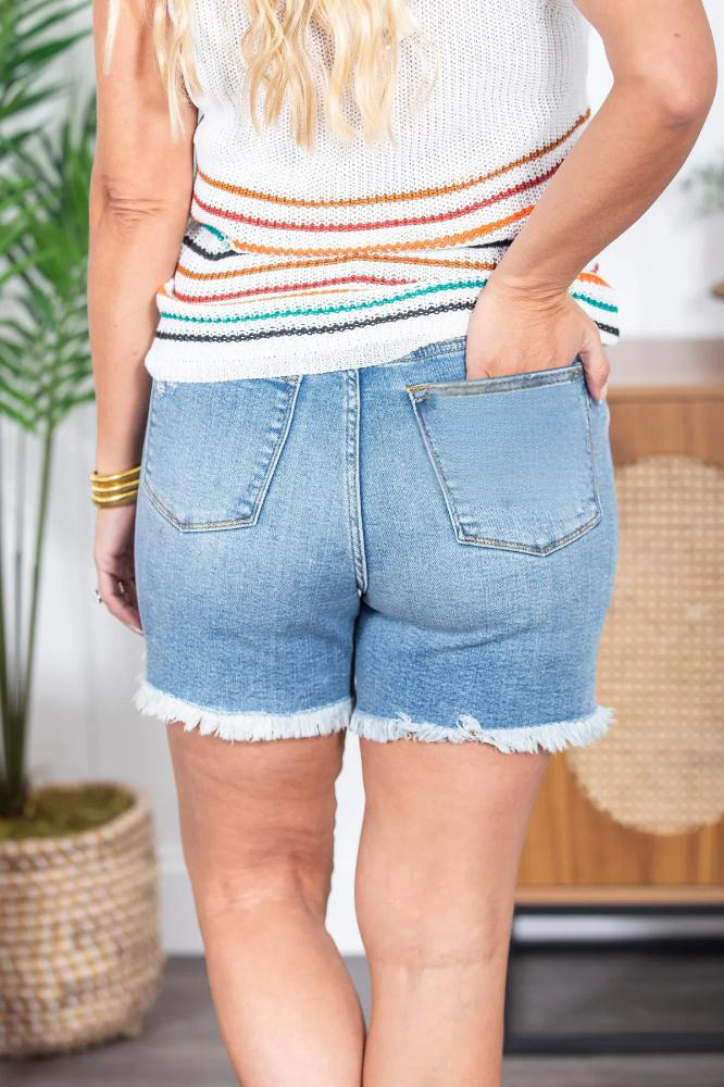 Tummy Control Rigid Magic Button Fly Cutoff Shorts (Buy 2 Free Shipping)