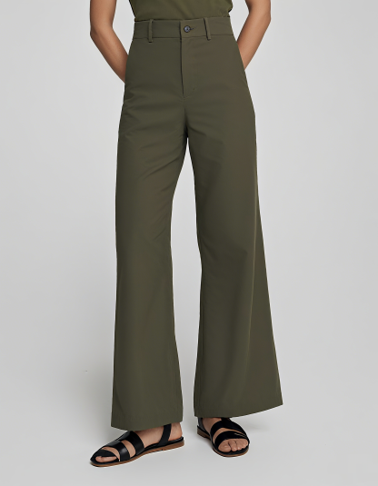 Tummy Control Stretch Twill Wide Leg Pant