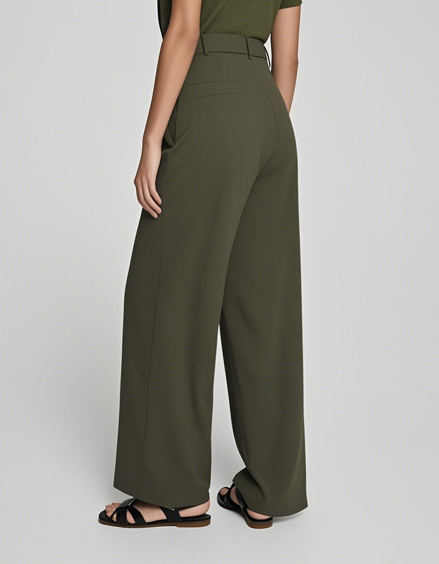 Tummy Control Stretch Twill Wide Leg Pant