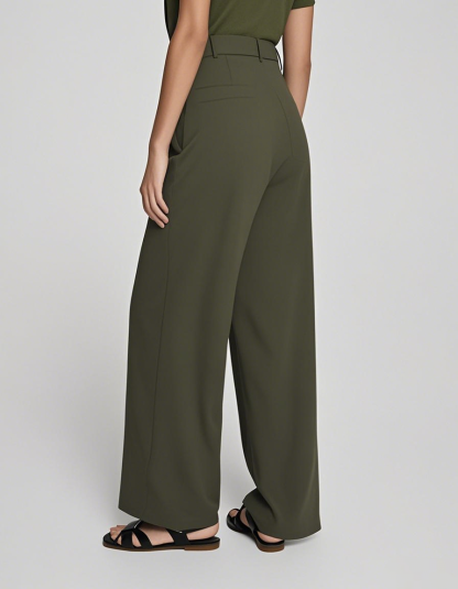 Tummy Control Stretch Twill Wide Leg Pant