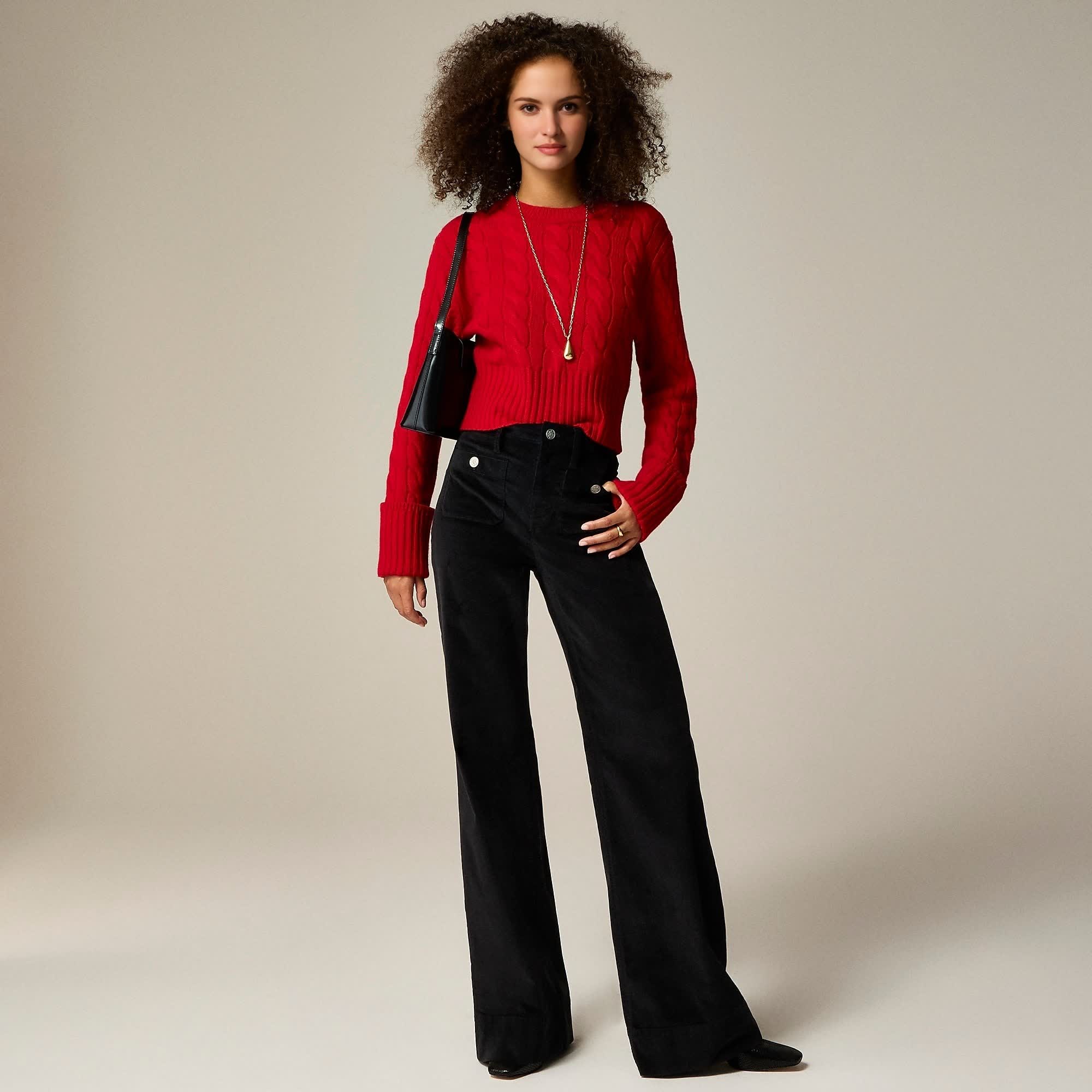 Wide Leg Velvet Sailor Trouser (Buy 2 Free Shipping)