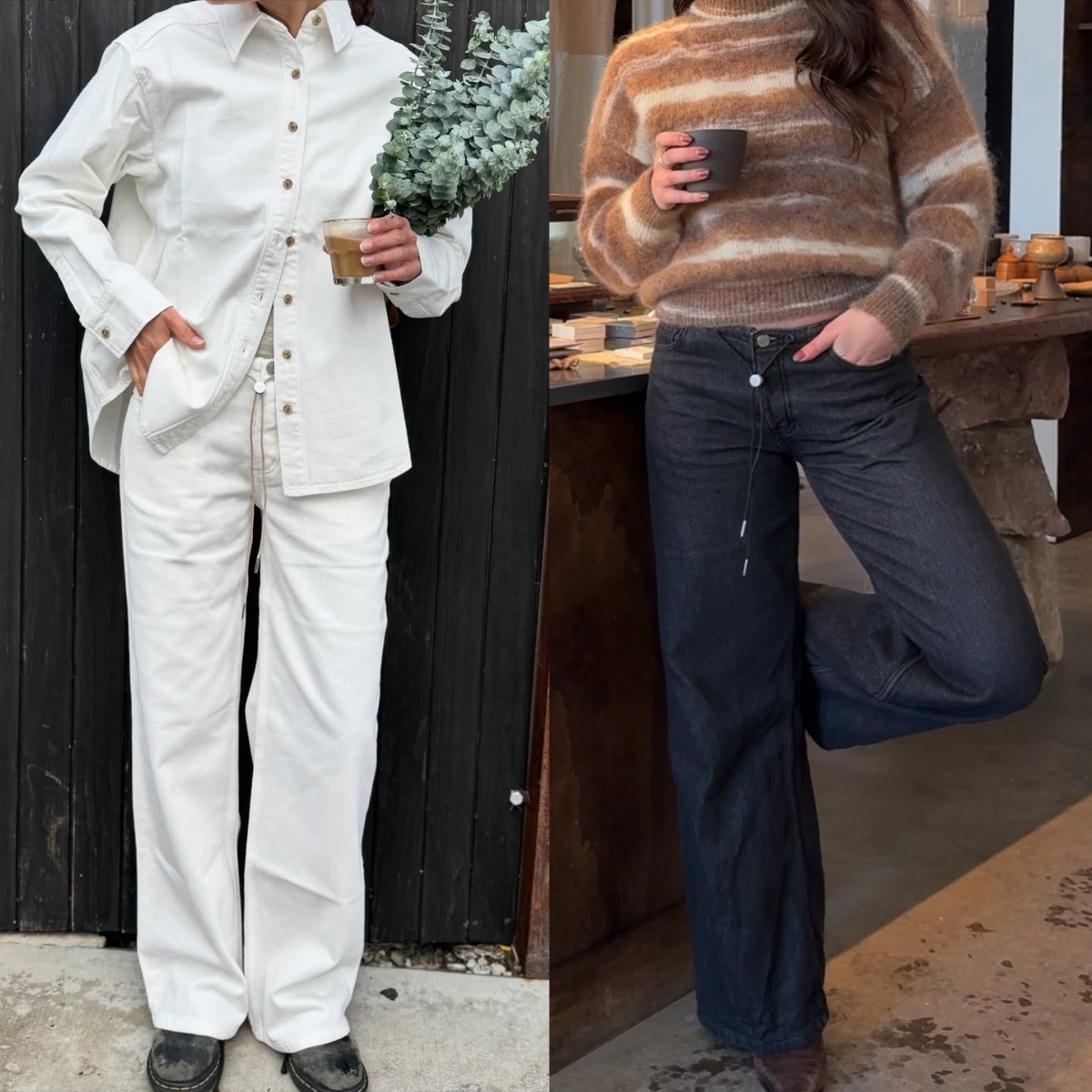 Low Rise Adjustable Wide Leg Jeans 