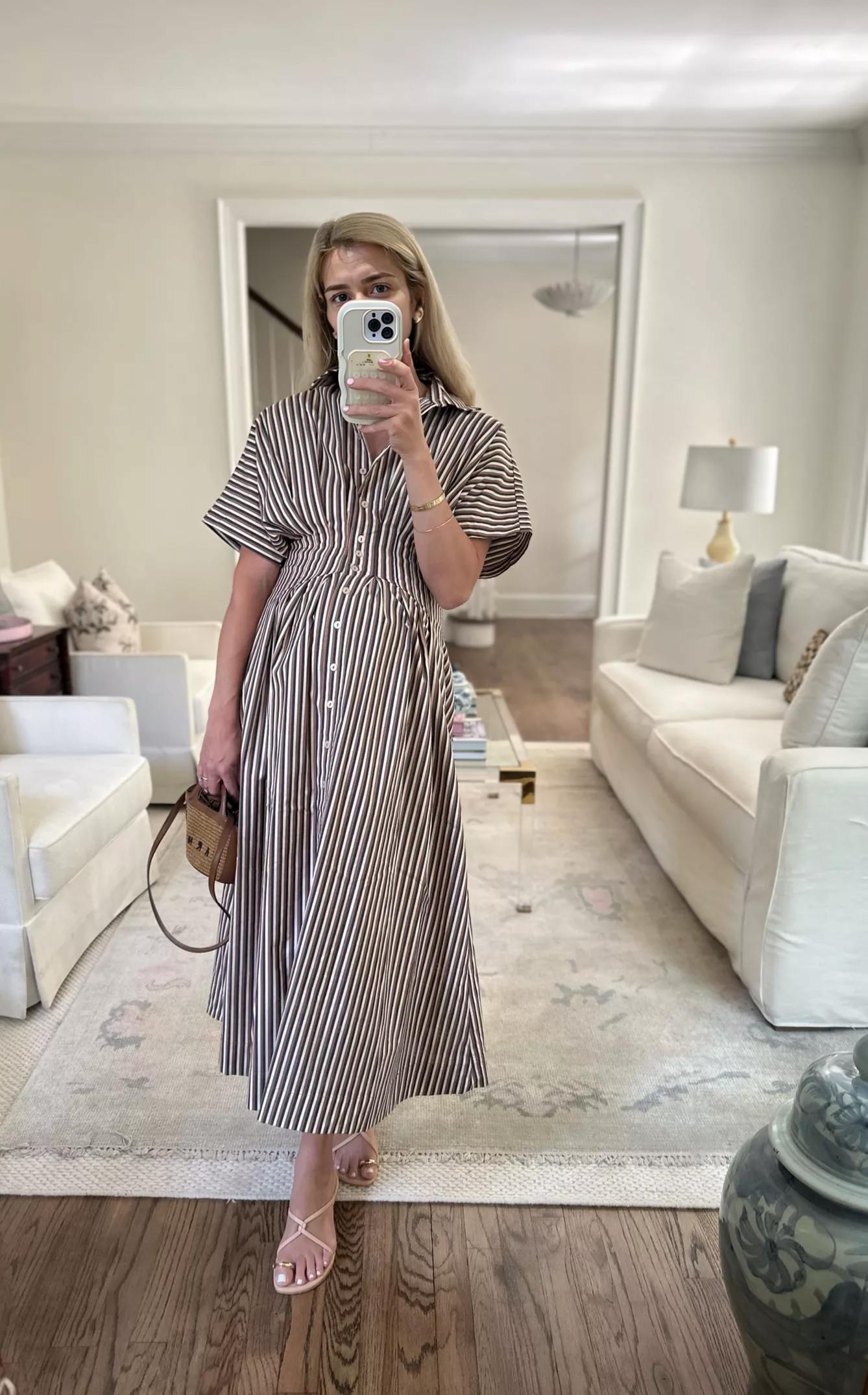 Striped Button Shirt Dress (Buy 2 Free Shipping)
