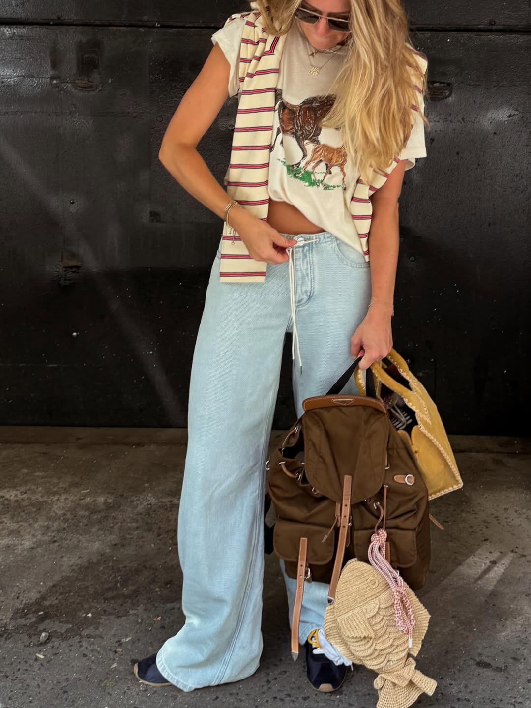 Low Rise Adjustable Wide Leg Jeans 