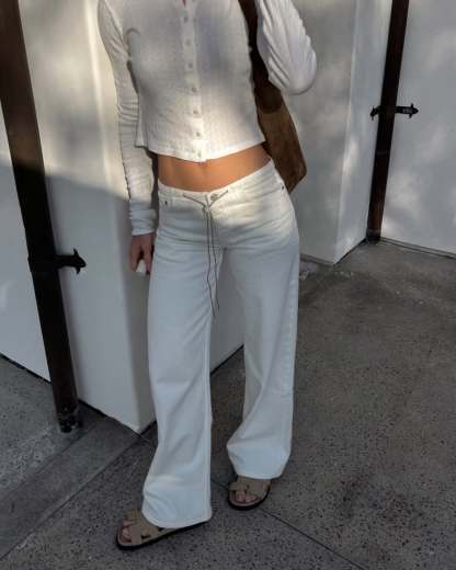 Low Rise Adjustable Wide Leg Jeans 