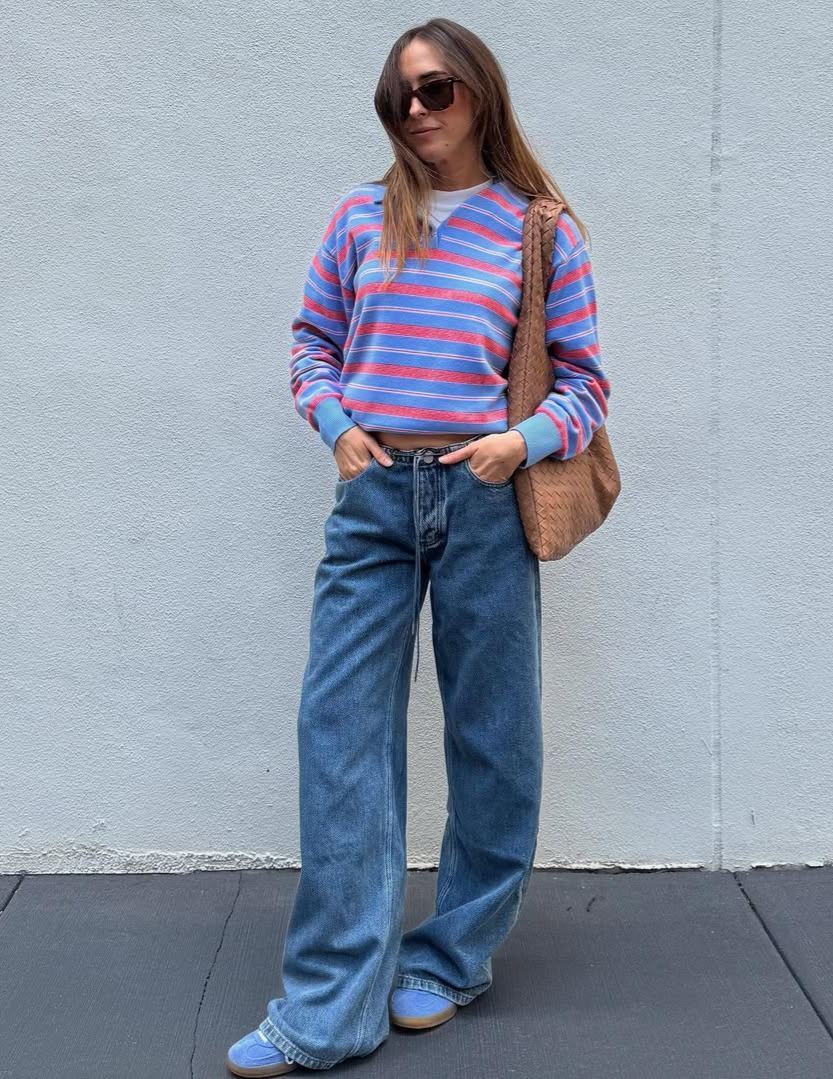 Low Rise Adjustable Wide Leg Jeans 