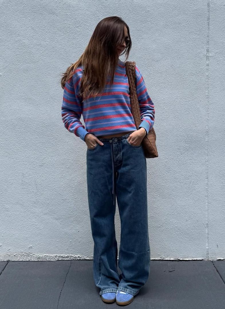 Low Rise Adjustable Wide Leg Jeans 