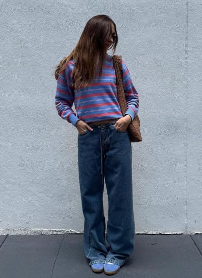 Low Rise Adjustable Wide Leg Jeans 