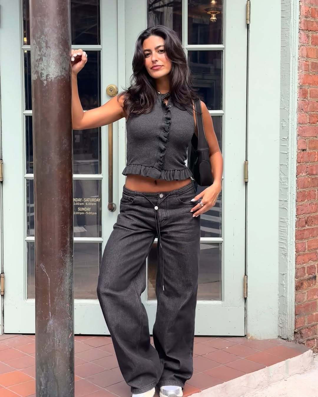 Low Rise Adjustable Wide Leg Jeans 