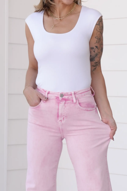 High Rise Tummy Control Wide Leg Jeans
